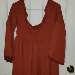 Torrid Orange Smoked Off Shoulder Mini Swim Coverup